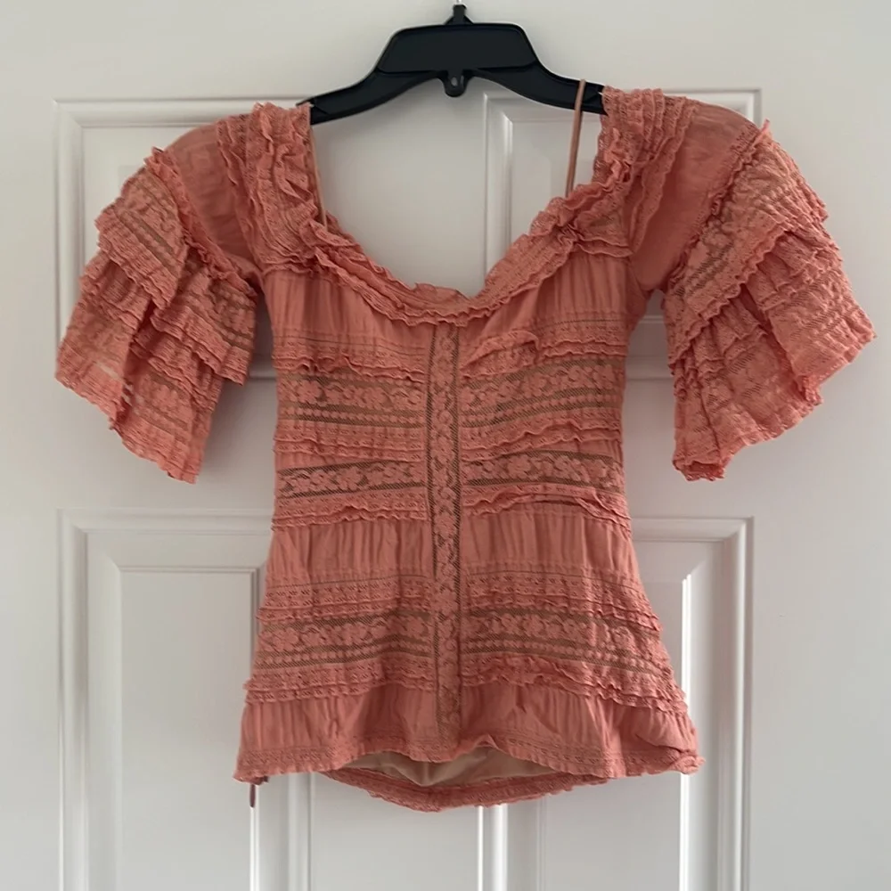 Cinq à Sept Pink Ruffled Blouse - Picture 2 of 6